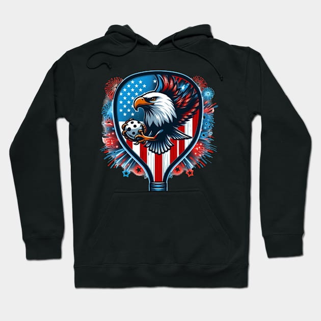 Pickleball 4th of July Eagle Patriotic Design Hoodie by Battlefoxx Living Earth